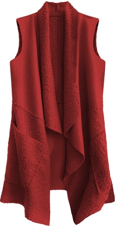 KAMIZELKA OVERSIZE Z ŁĄCZONYCH MATERIAŁÓW CZERWONA (545ART)