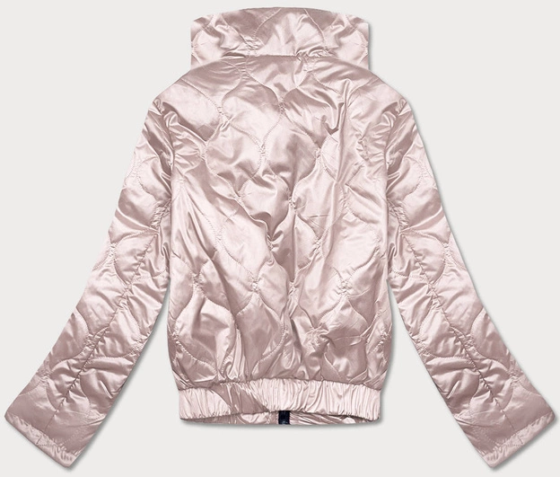 Krótka kurtka damska ze stójką beżowa (B8122-51)