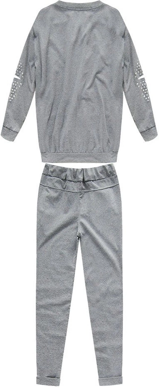 KOMPLET DRESOWY Z NITAMI I ROZCIĘCIAMI SZARY (76ART)