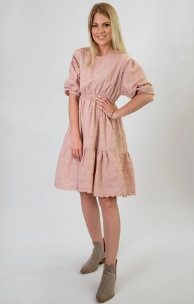 SUKIENKA Z BUFIASTYMI RĘKAWAMI ANTYCZNY RÓŻ (615ART)