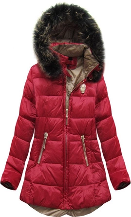 KURTKA Z PUCHEM NATURALNYM BORDOWA (1416)