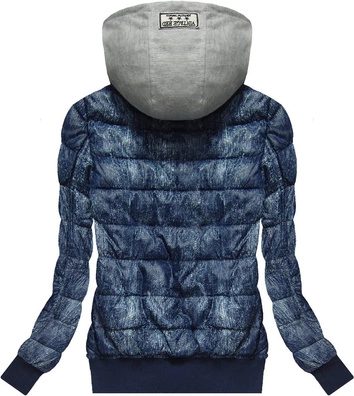 KURTKA BOMBER Z KAPTUREM GRANATOWA (XW559X)