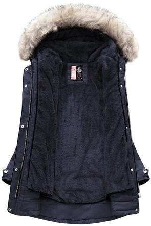 BAWEŁNIANA DAMSKA PARKA ZIMOWA Z PODPINKĄ GRANATOWA (W633)