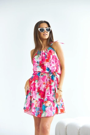 Sukienka z falbaną różowa (653)