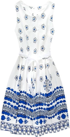 ROZKLOSZOWANA SUKIENKA BIAŁO-CHABROWA (2719)