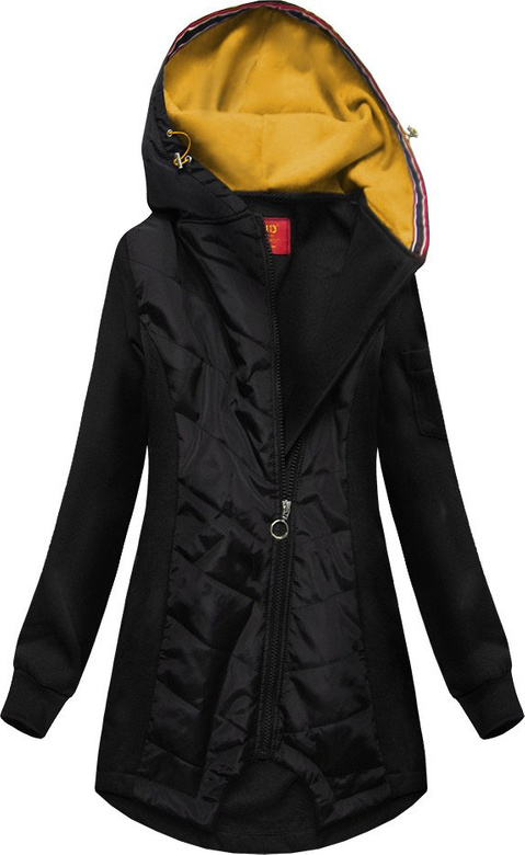 BLUZA Z ŁĄCZONYCH MATERIAŁÓW CZARNA (530)