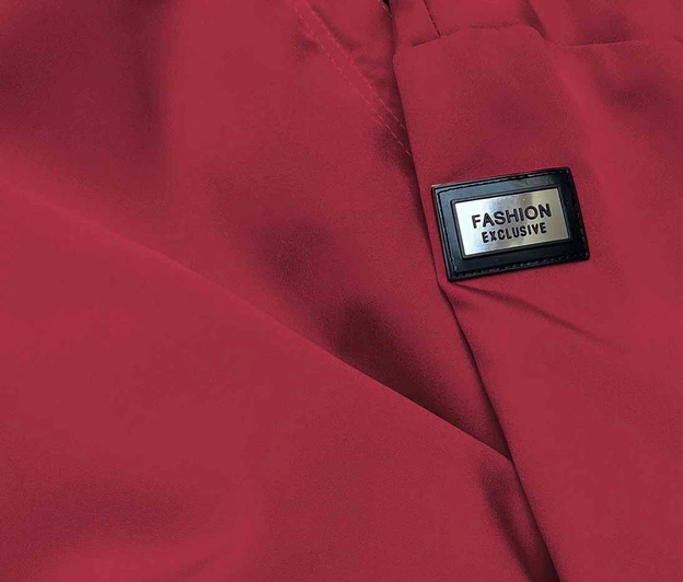 Cienka kurtka damska z ozdobną lamówką S'West ciemny czerwony (B8140-27)