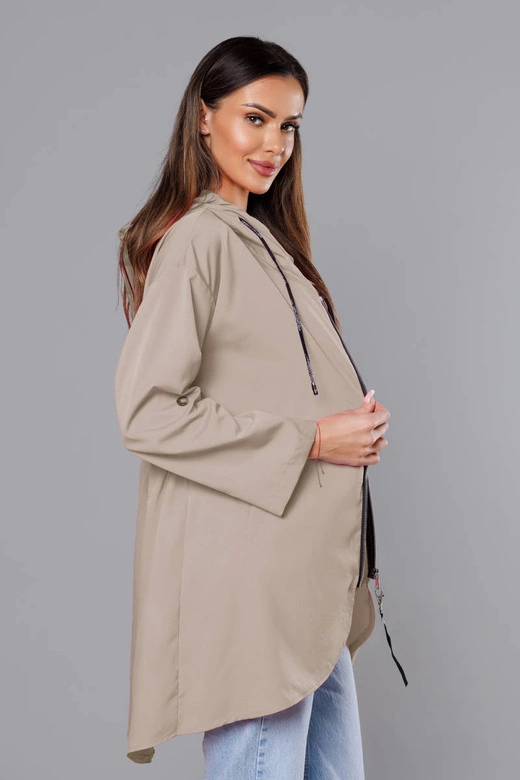 Cienka asymetryczna narzutka damska kakao (B8117-12)