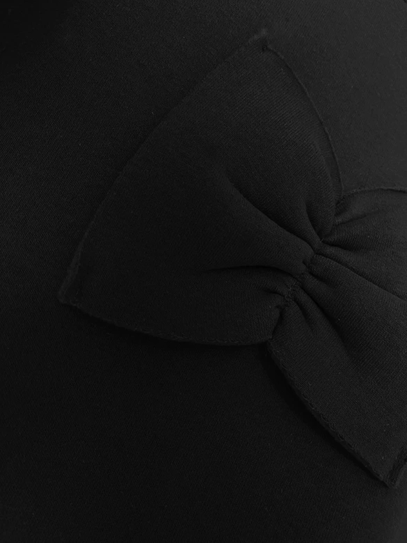 Ciepła bluza damska z kokardkami czarna (23999)