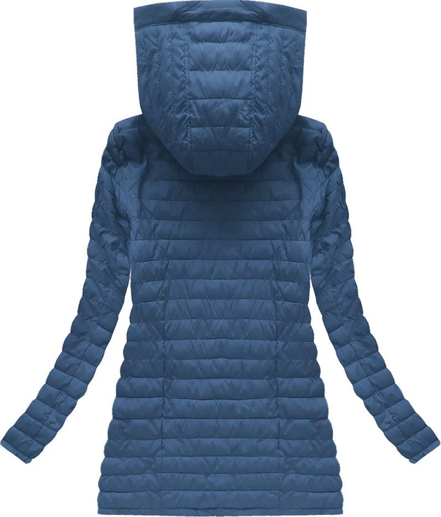 PIKOWANA KURTKA Z KAPTUREM NIEBIESKA (W625BIG)