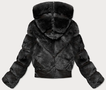 DAMSKA KURTKA SKÓRZANA Z FUTREM CZARNA (B9735-1)