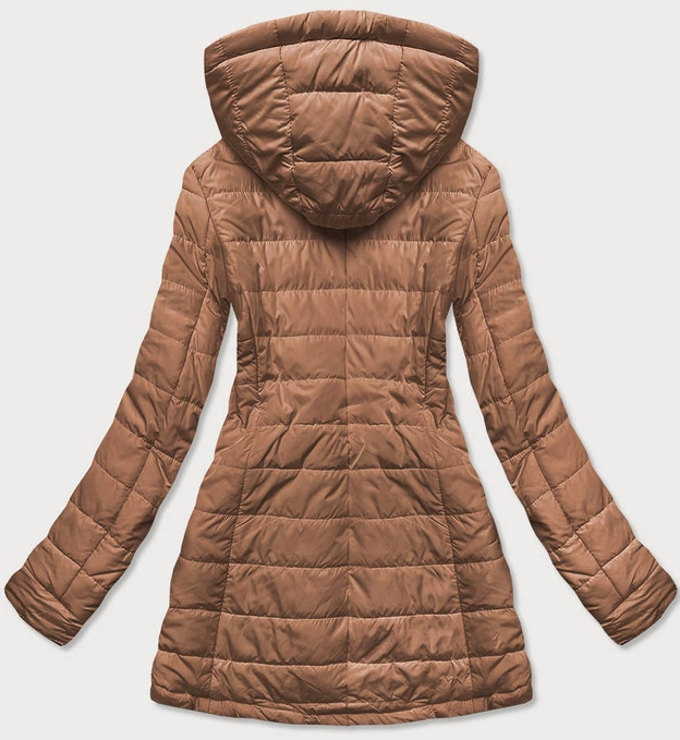 Dwustronna kurtka damska w kropki czarno-karmelowa (m-111)