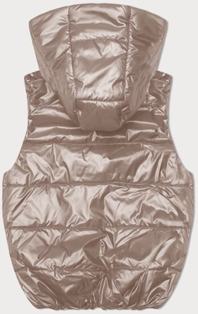 Puchowy bezrękawnik z odpinanym kapturem jasny beż (B8247-51)