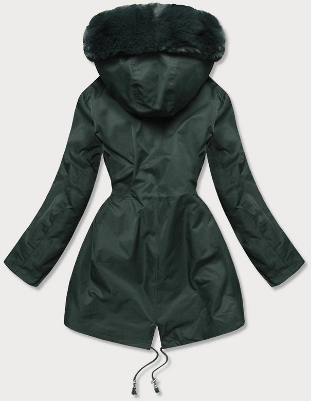 KURTKA ZIMOWA DAMSKA Z FUTRZANĄ PODSZEWKĄ ZIELONA (B2718-10)