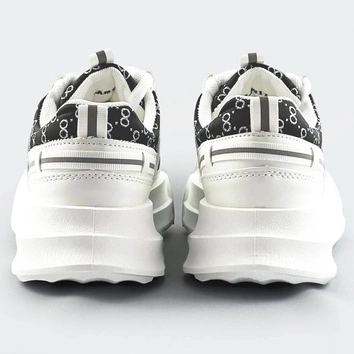 Sportowe buty damskie z ozdobnym wzorem biało-czarne (la811)
