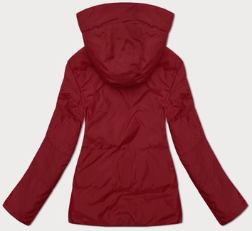 Dwustronna krótka kurtka damska z kapturem czarno-czerwona (16M2155-270)