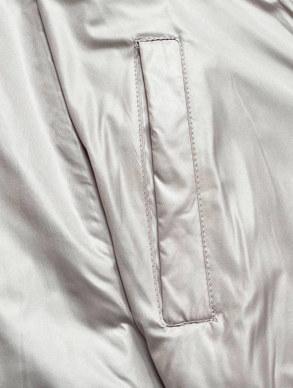 Krótka dwustronna kurtka damska zielony/beż (bh-2204big)