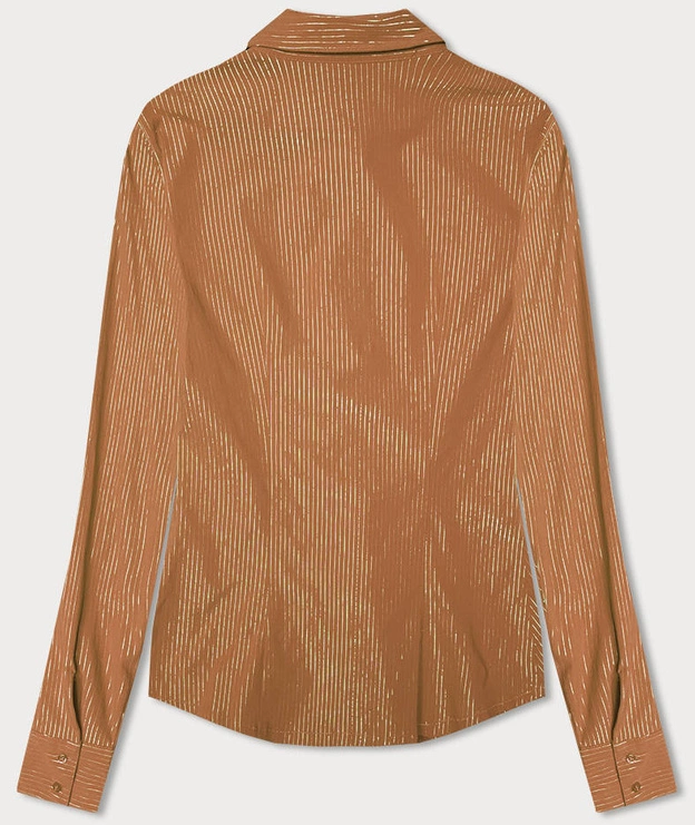 Koszula damska w srebrne paseczki karmelowa (AWT0111)