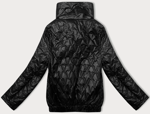 Krótka kurtka damska ze ściągaczem na dole S'West czarna (B8359-1)