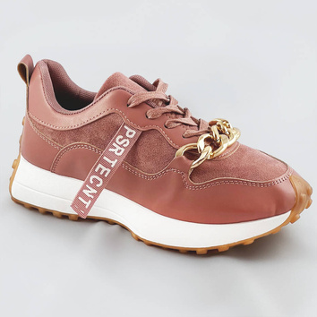 Buty sportowe z łańcuchem różowe (n-206)