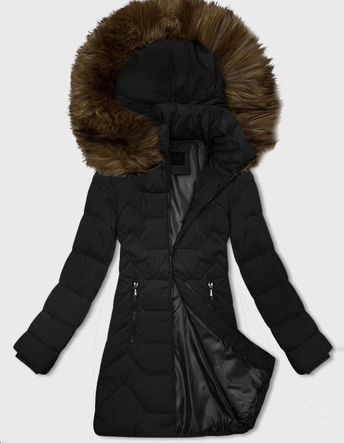 Kurtka damska z kapturem J Style czarny-beż (16M9121-392B)