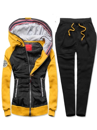 DAMSKI DRES Z ŁĄCZONYCH MATERIAŁÓW CZARNO-ŻÓŁTY (683)