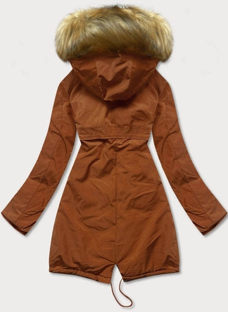 Dwustronna zimowa kurtka damska karmelowo-czarna (m-136)