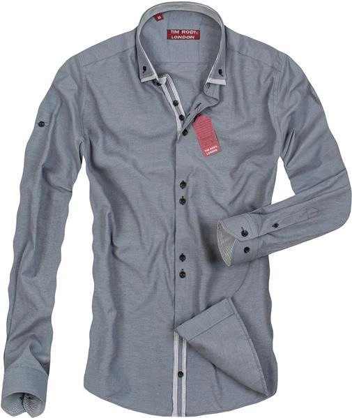 KOSZULA Z KOŁNIERZEM BUTTON DOWN SZARA (8027)
