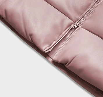 Ciepła kamizelka damska z ekoskóry pudrowy róż (d-3231-59s)