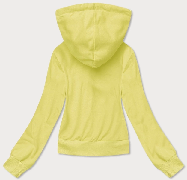 Krótka bluza dresowa z kapturem cytrynowa (8B939-33)