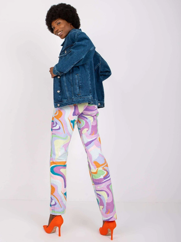 Luźna kurtka damska jeansowa ciemnoniebieska (CKT-02)