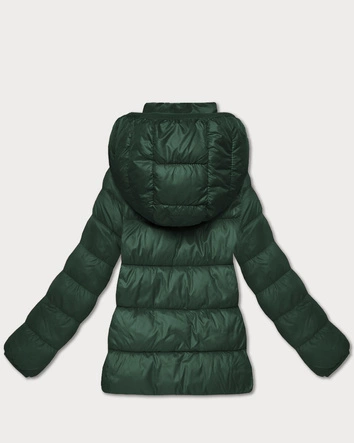Pikowana zimowa kurtka damska do bioder ciemny zielony (T3-2656#-33)