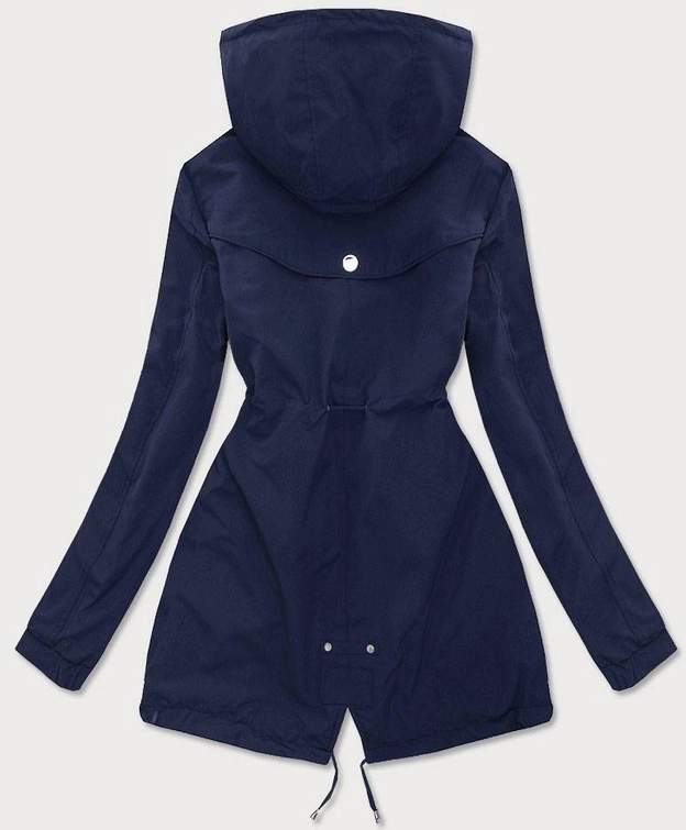 Dwustronna kurtka parka damska granatowa/kropki (w662)