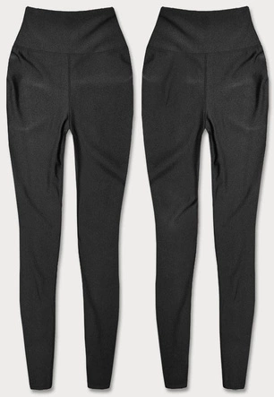 Klasyczne legginsy lycra z połyskiem czarne (XL017-1)