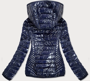 Kurtka damska z kontarstową podszewką granatowa (b9546)
