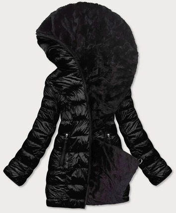 DWUSTRONNA KURTKA DAMSKA ZIMOWA CZARNA (B9582-101)