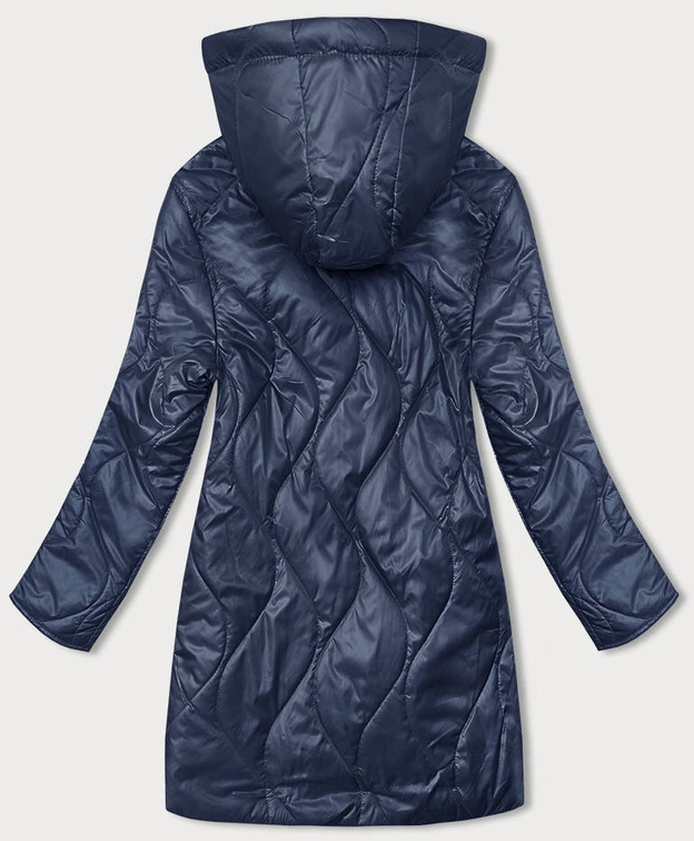 Damska kurtka z odpinanym kapturem ciemna niebieska (B8218-72)