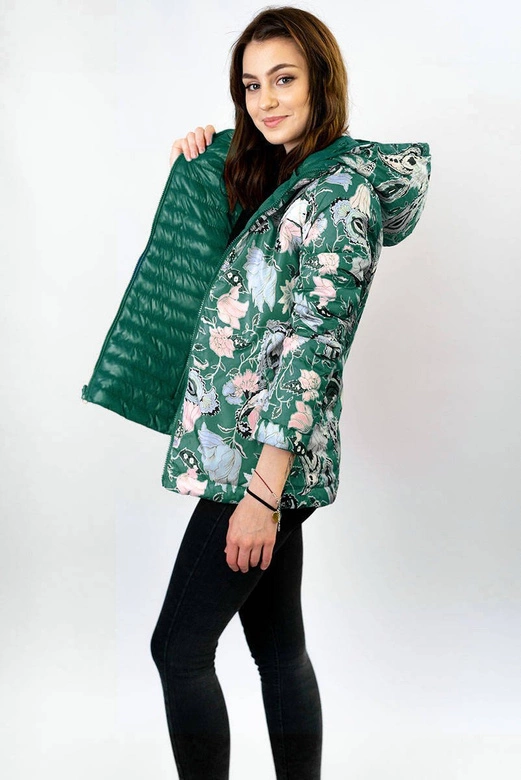 DAMSKA KURTKA DWUSTRONNA ZIELONA (7174)