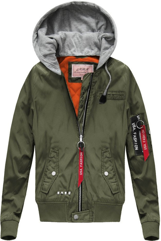 KURTKA BOMBER Z NASZYWKAMI I NITAMI ARMY (W561)