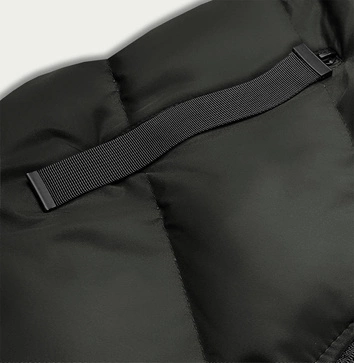 Puchowa kamizelka damska z futerkiem army (5M787-136)