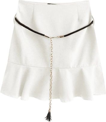 KRÓTKA SPÓDNICA Z FALBANĄ ECRU (6158/1)