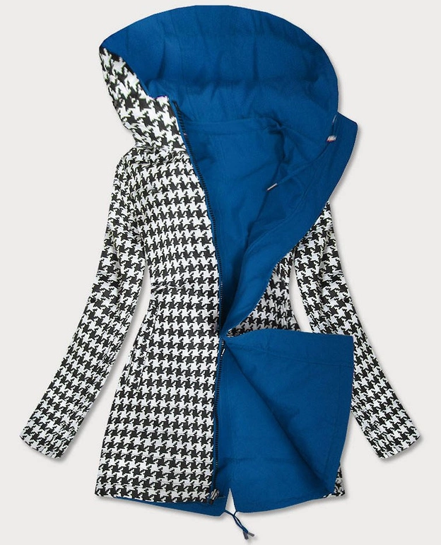 DWUSTRONNA KURTKA PARKA DAMSKA NIEBIESKA-PEPITKA (W353-1)