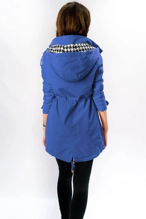 DWUSTRONNA KURTKA PARKA DAMSKA NIEBIESKA-PEPITKA (W353-1)