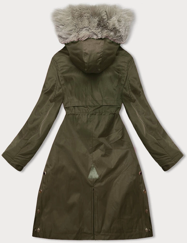 Damska parka z futerkiem army (5M3180-136)