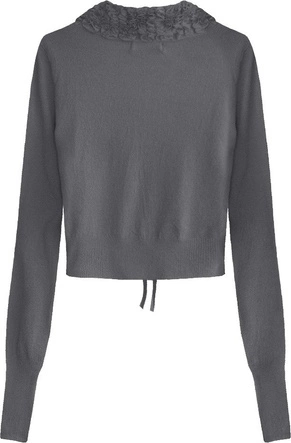 KRÓTKI WIĄZANY SWETEREK CIEMNOSZARY (1577)