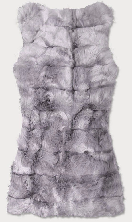 DŁUGA KAMIZELKA ZE SZTUCZNEGO FUTRA SZARA (102#)