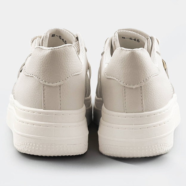 Sportowe buty z łańcuchem damskie beżowe (b-545)