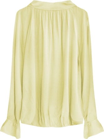 BAWEŁNIANA BLUZKA Z WIĄZANĄ STÓJKĄ ŻÓŁTA (298ART)