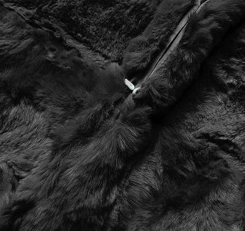 Kurtka damska futro z kapturem czarna (br9741-1)