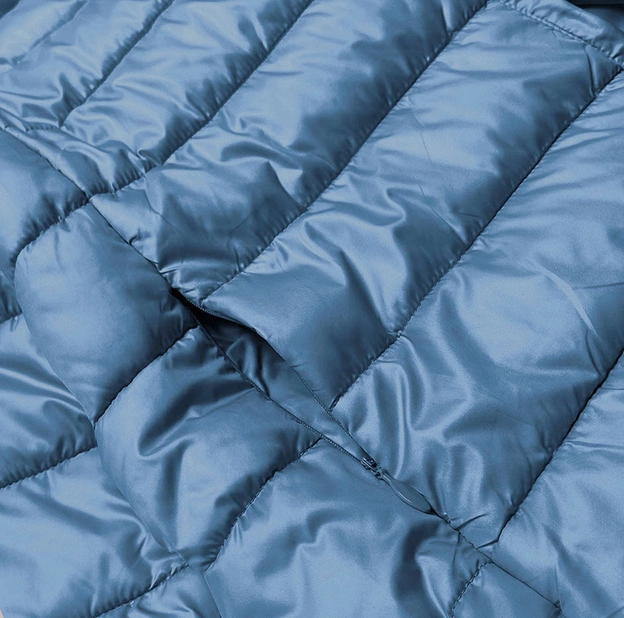 Krótka kurtka damska z dzianinowymi ściągaczami niebieska (P22/P3-6636-30S)